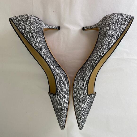 Jimmy Choo Allure Woven Raffia Pump Size 40.5 or 10.5 Black White Heels Luxury - Picture 4 of 12